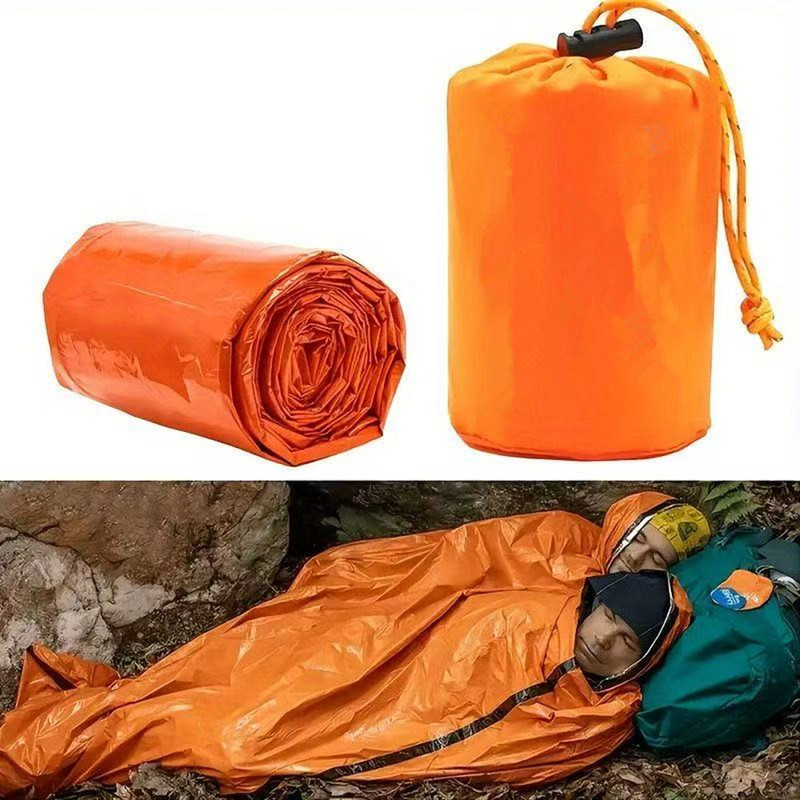 Emergency Mylar Tent - ถุงนอนฉุกเฉินกันน้ำพิเศษ ผ้าห่มกันความร้อนไมลาร์ น้ำหนักเบา ถุงนอนเอาตัวรอด ช่วยรักษาความอบอุ่นสำหรับการตั้งแคมป์และเดินป่า